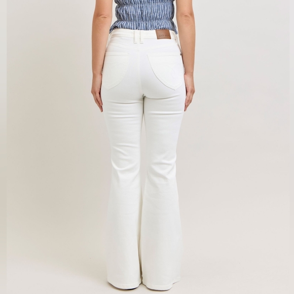 Judy Blue Women's High-Waisted Tummy Control White Flare Jeans - Picture 3 of 10